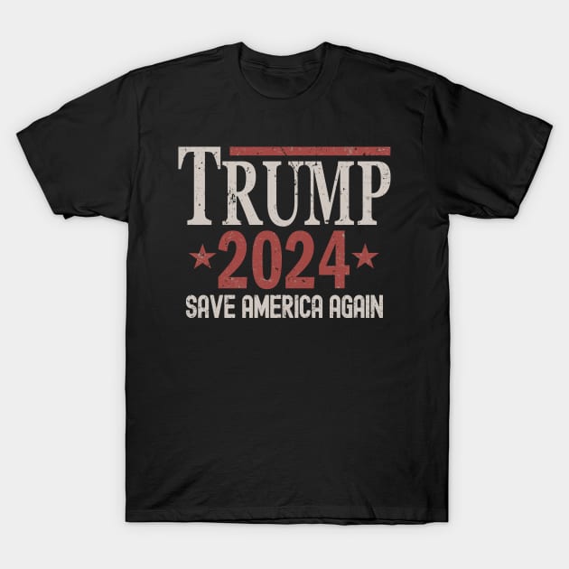 Distressed Trump 2024 - Save America Again T-Shirt by Etopix